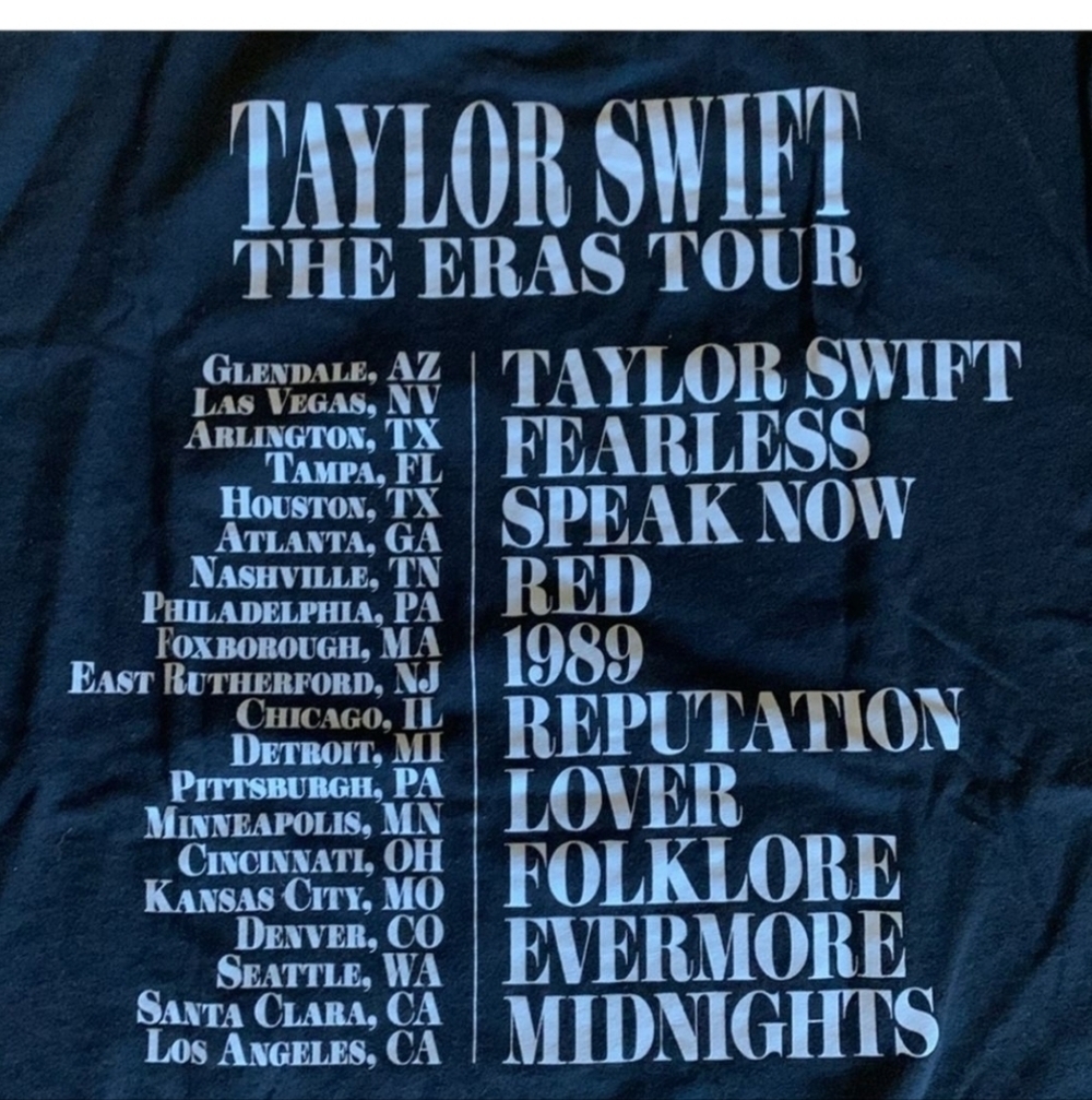 Taylor Swift The Eras Tour Black Graphic Tee Official Merch Grid Photos Women M - Picture 7 of 11